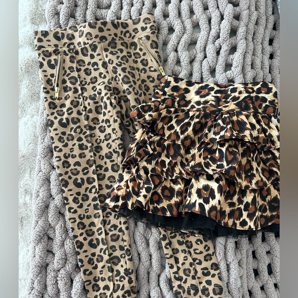 Cheetah leopard print skirt and pants